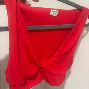 Aritzia Sunday Best Red Crop Top with knot in poppy red